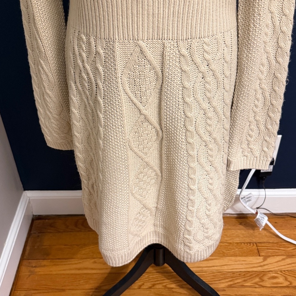 Lucky Brand Cream Cable Knit Sweater Dress Size M - Picture 4 of 8